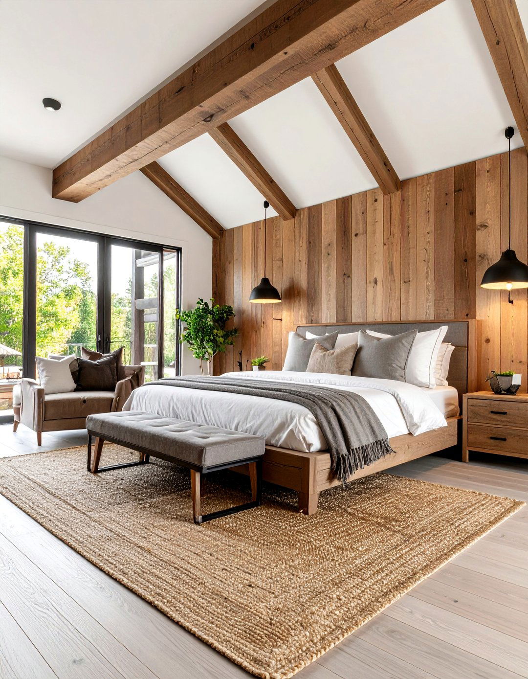 Modern Farmhouse Master Bedroom with Shiplap Accent Wall - 25 Master Bedroom Ideas