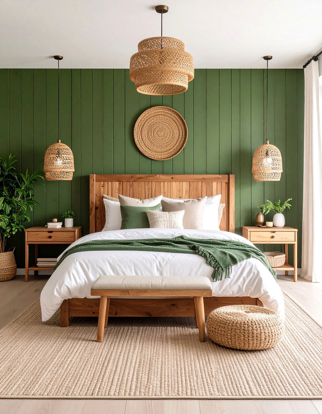 Modern Farmhouse Olive Green Shiplap Bedroom - 25 Olive Green Accent Wall Ideas