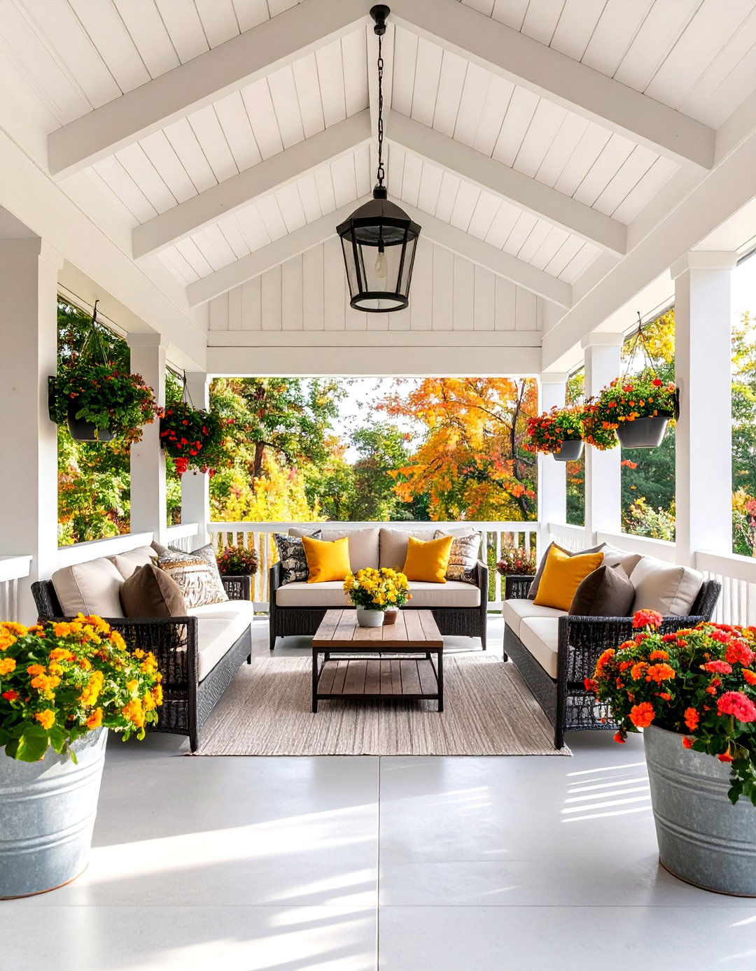 Modern Farmhouse Open Gable Porch with Mixed Materials - 25 Open Gable Porch Ideas