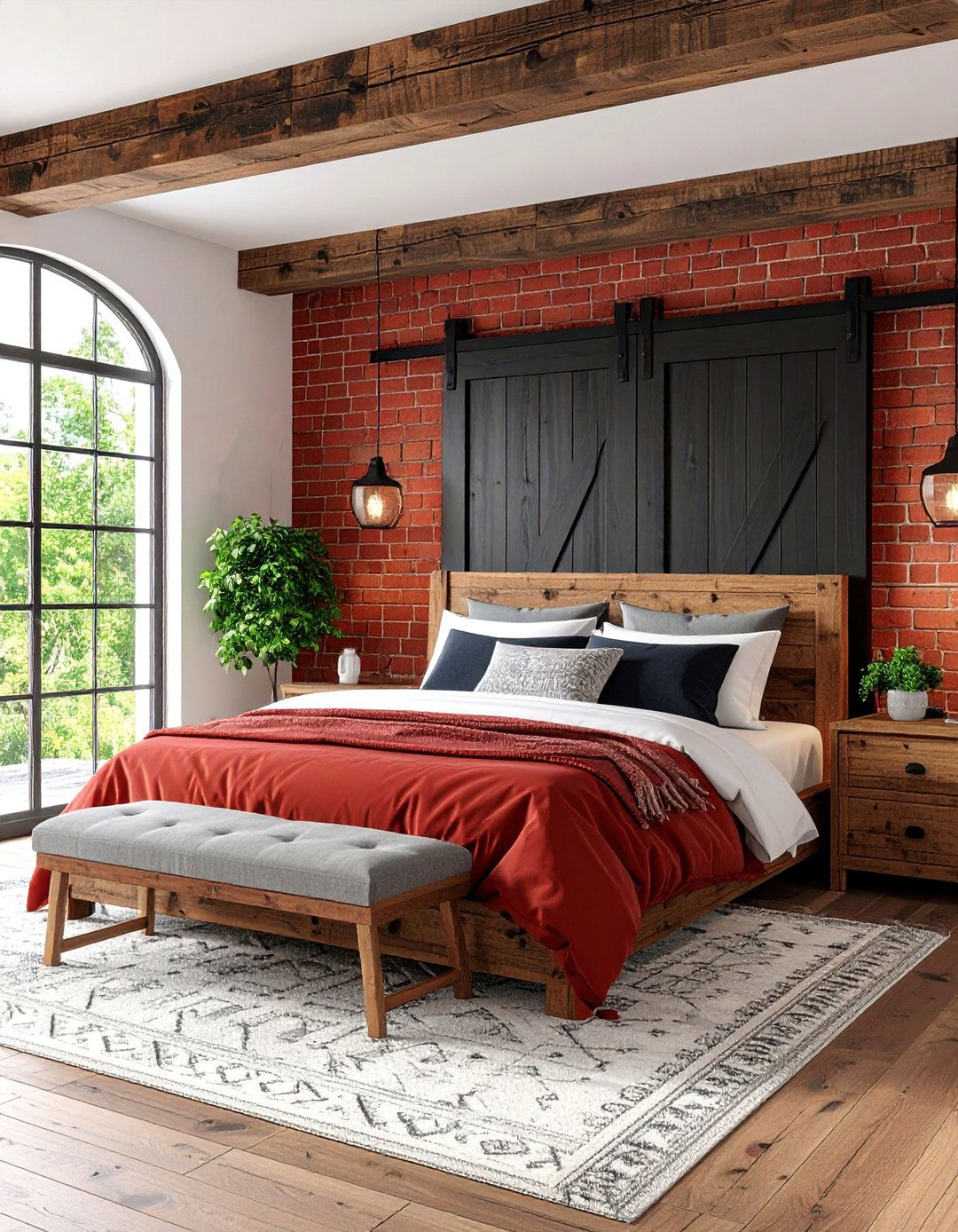 Modern Farmhouse Red and Black Bedroom - 25 Red and Black Bedroom Ideas