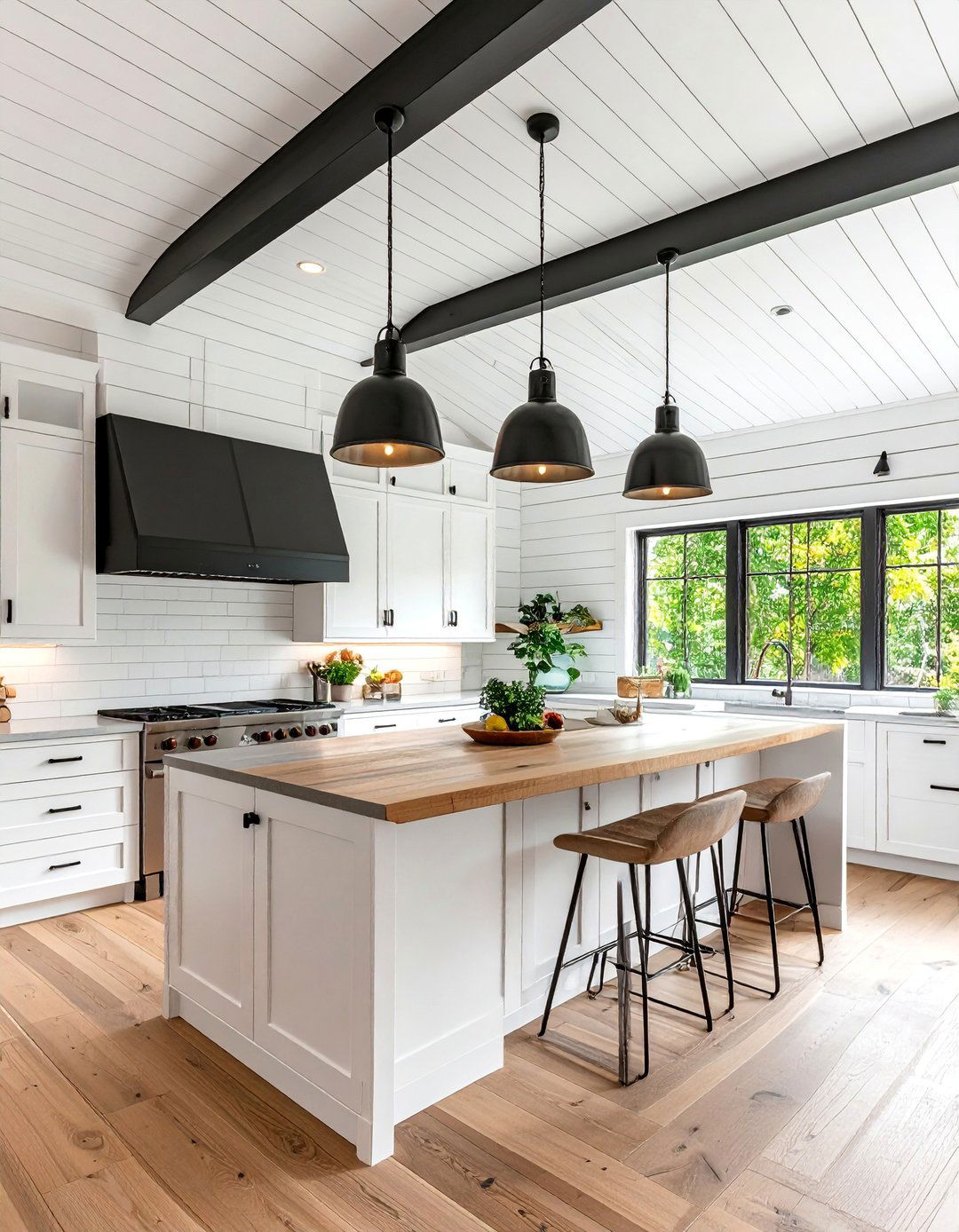 Modern Farmhouse Reverse Tray Ceiling with Shiplap and Black Accents - 25 Reverse Tray Ceiling Ideas