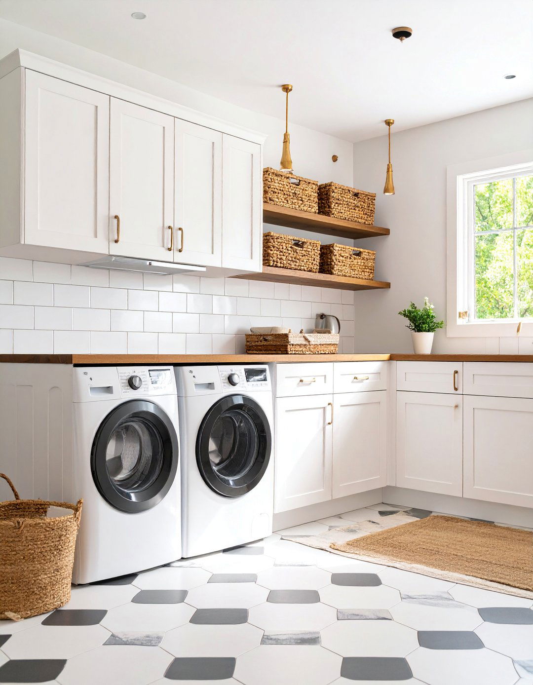 Modern Farmhouse Shaker Cabinet Design - 25 Black and White Laundry Room Ideas