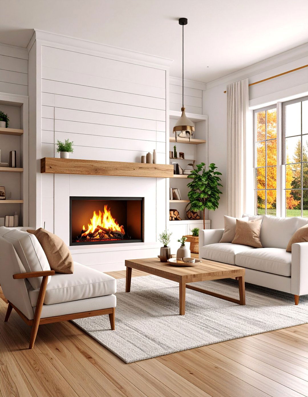 Modern Farmhouse Shiplap Fireplace Wall - 25 Farmhouse Fireplace Ideas