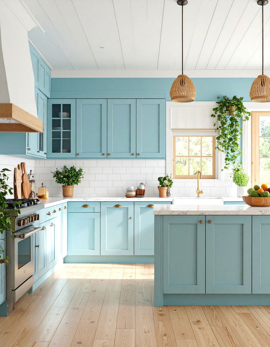 Modern Farmhouse Style with Shiplap Effect Wallpaper - 25 Kitchen Wallpaper Ideas