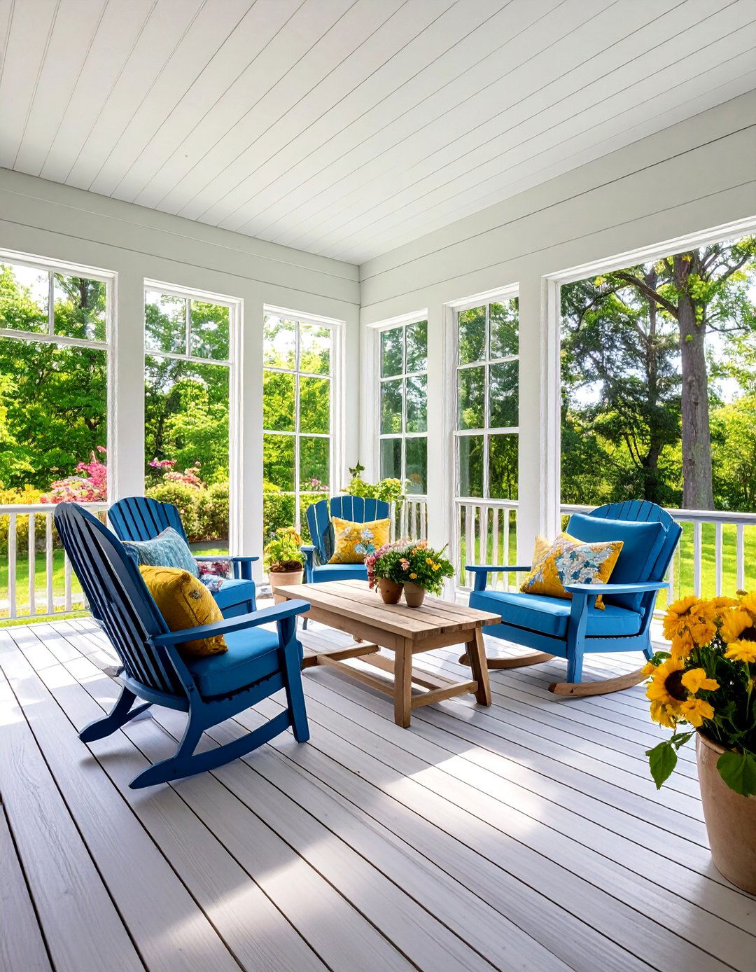 Modern Farmhouse Sunroom with Shiplap and Steel - 25 Sunroom and Deck Combo Ideas
