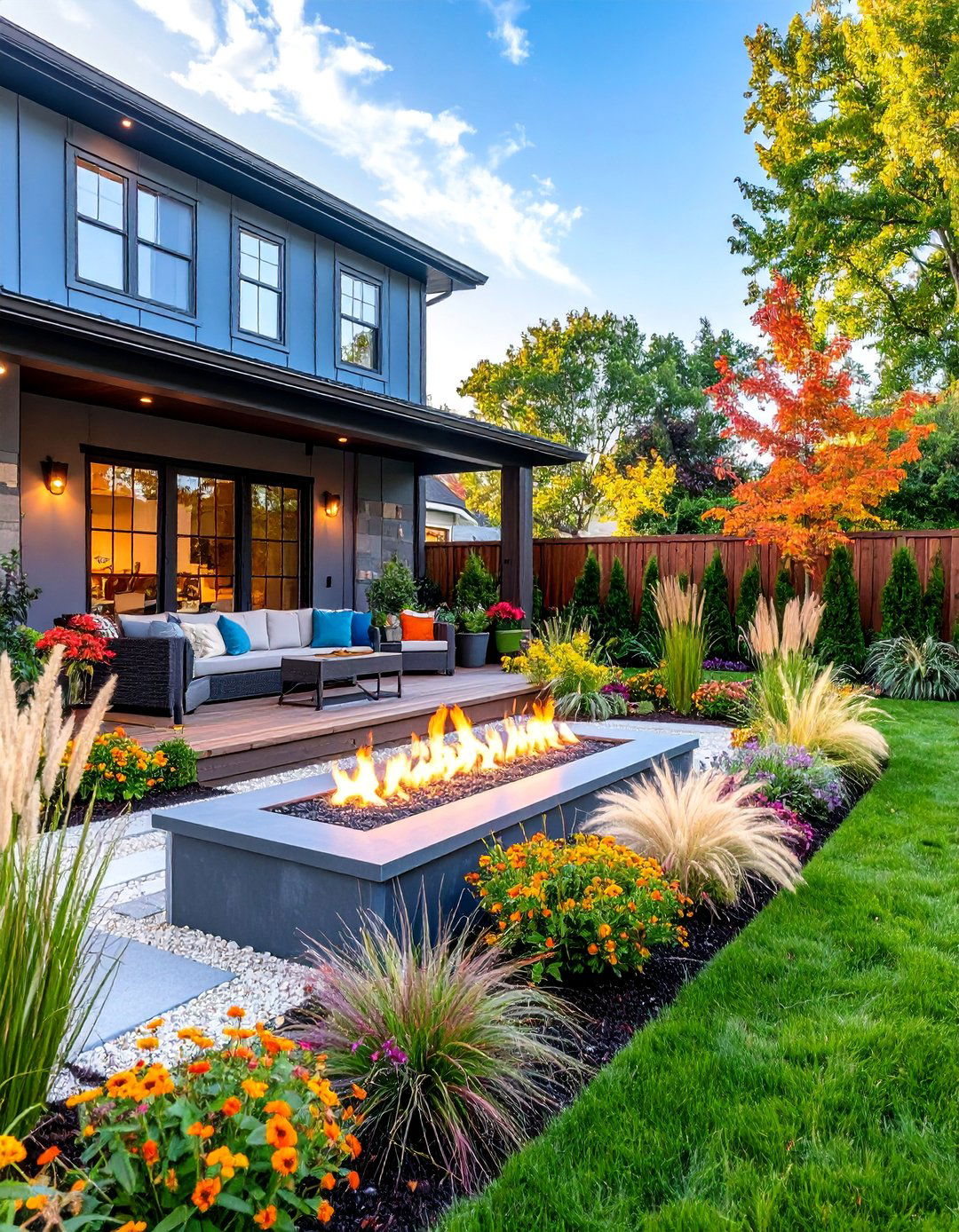 Modern Farmhouse Townhouse Backyard with Clean Lines - 25 Townhouse Backyard Ideas