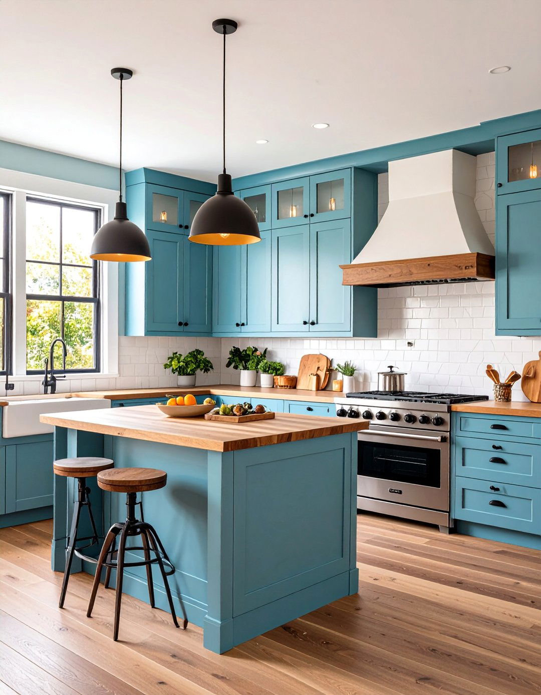 Modern Farmhouse U Shaped Kitchen with Black Hardware - 25 U Shaped Kitchen Ideas