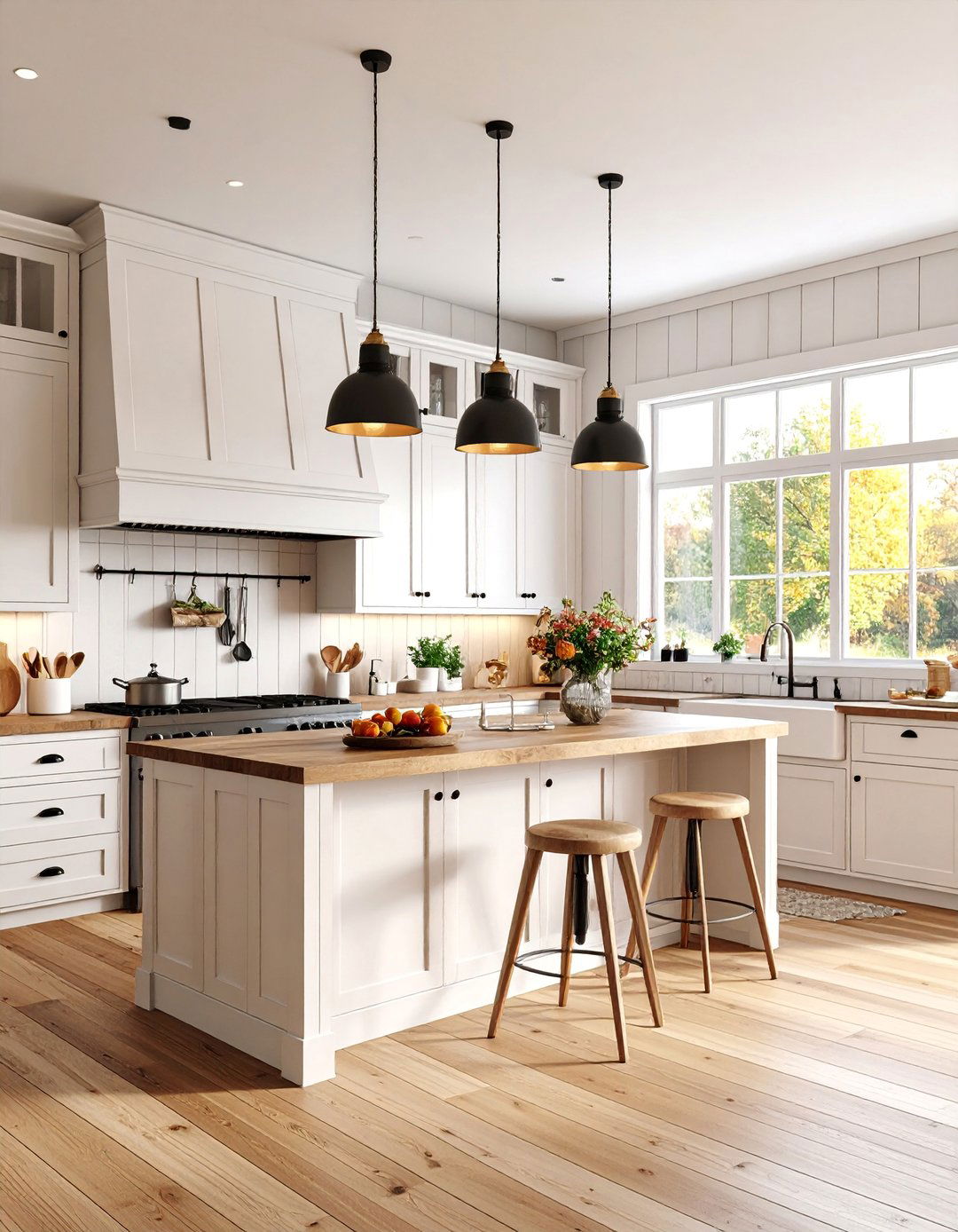 Modern Farmhouse White Kitchen with Shiplap - 25 White Kitchen Ideas