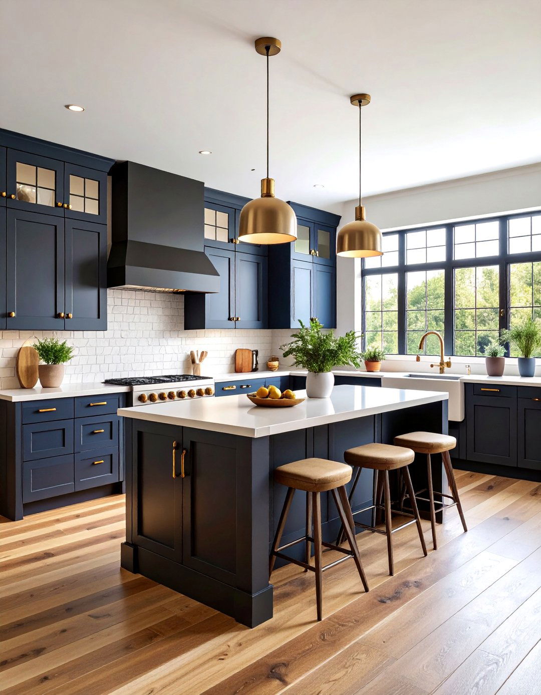 Modern Farmhouse White Shaker Kitchen with Black Island - 25 white kitchen ideas with black island