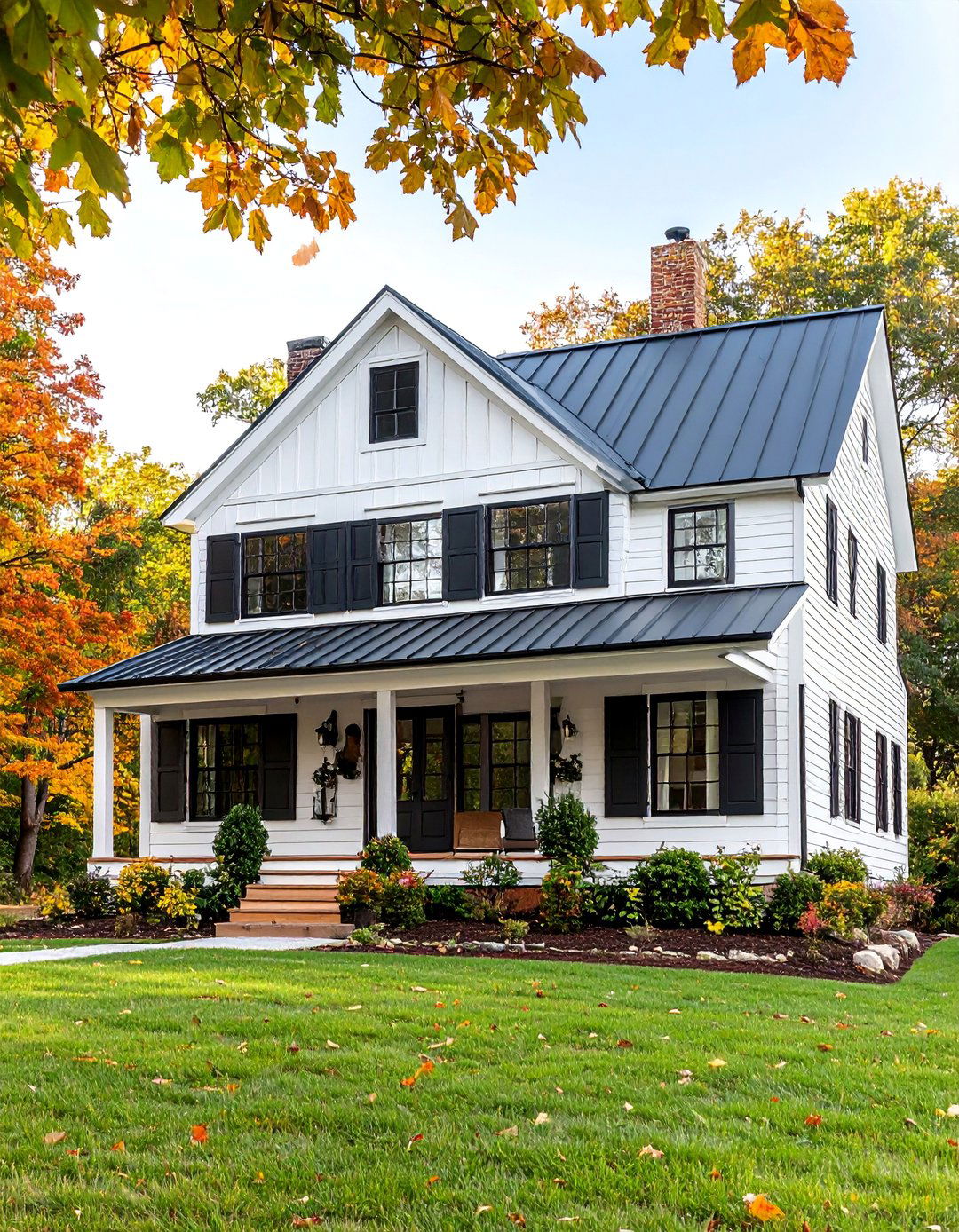 Modern Farmhouse with Black Double Hung Windows - 25 Houses With Black Windows