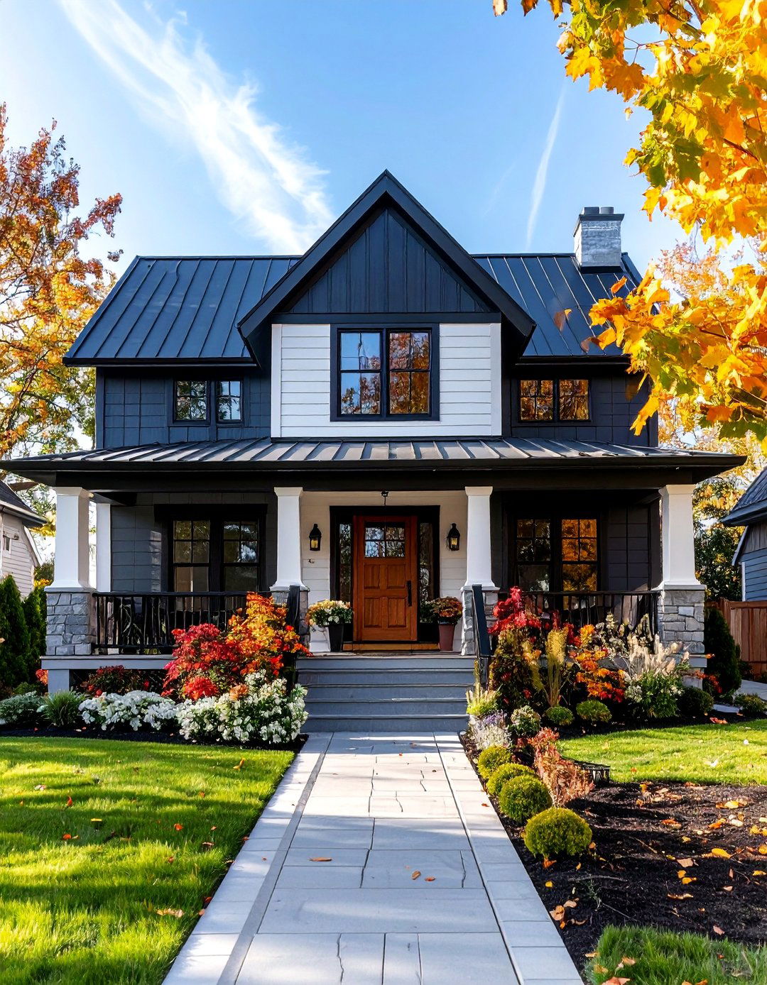 Modern Farmhouse with Board and Batten Siding - 25 White Siding House Designs