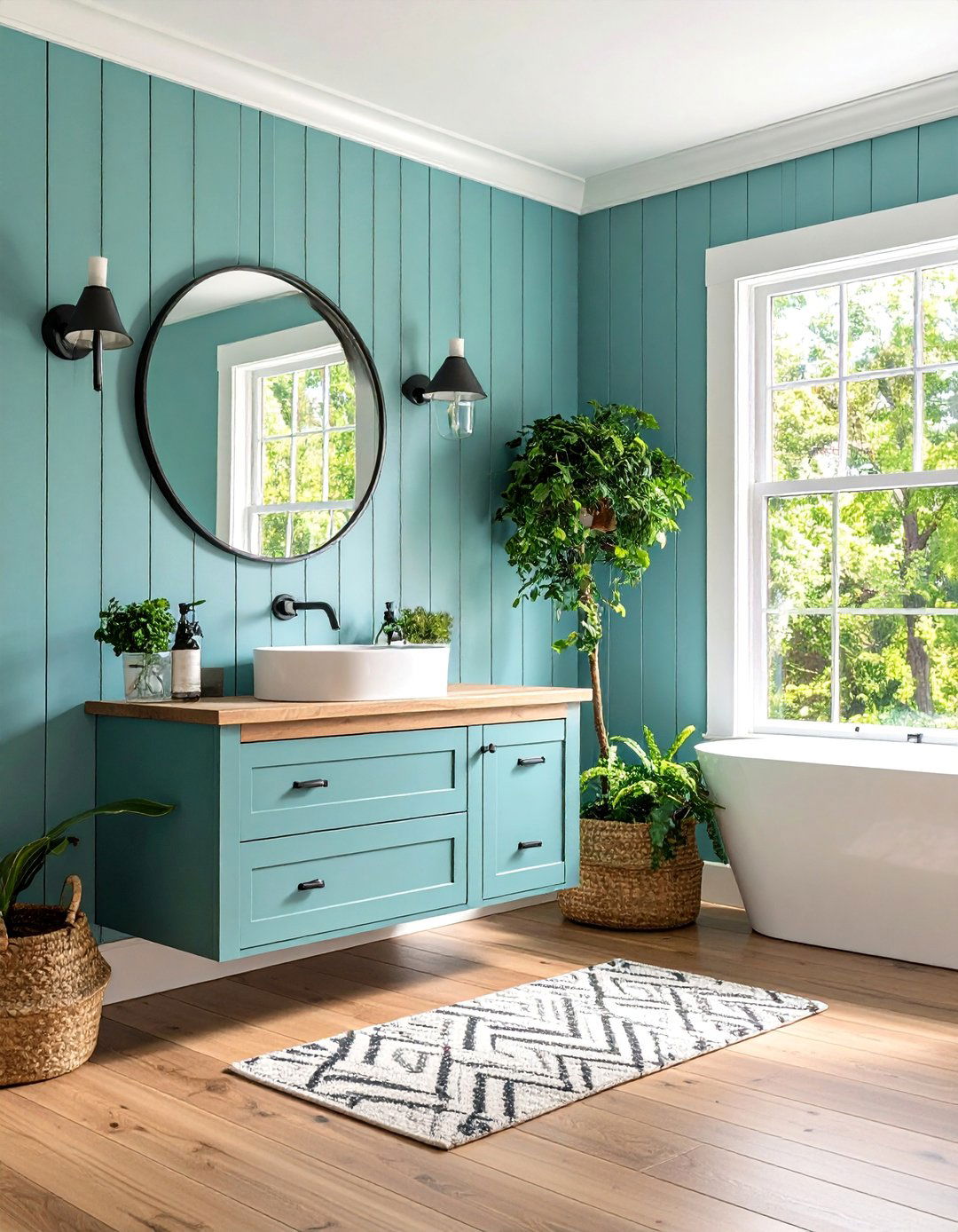Modern Farmhouse with Shiplap and Vessel Sink - 25 Powder Room Ideas