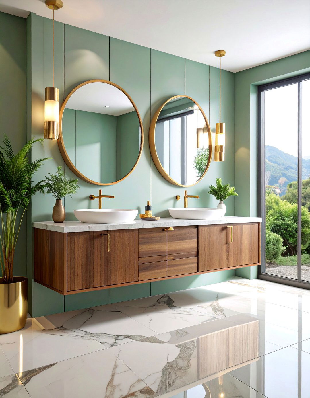 Modern Floating Vanity with Waterfall Edge - 25 Powder Room Ideas