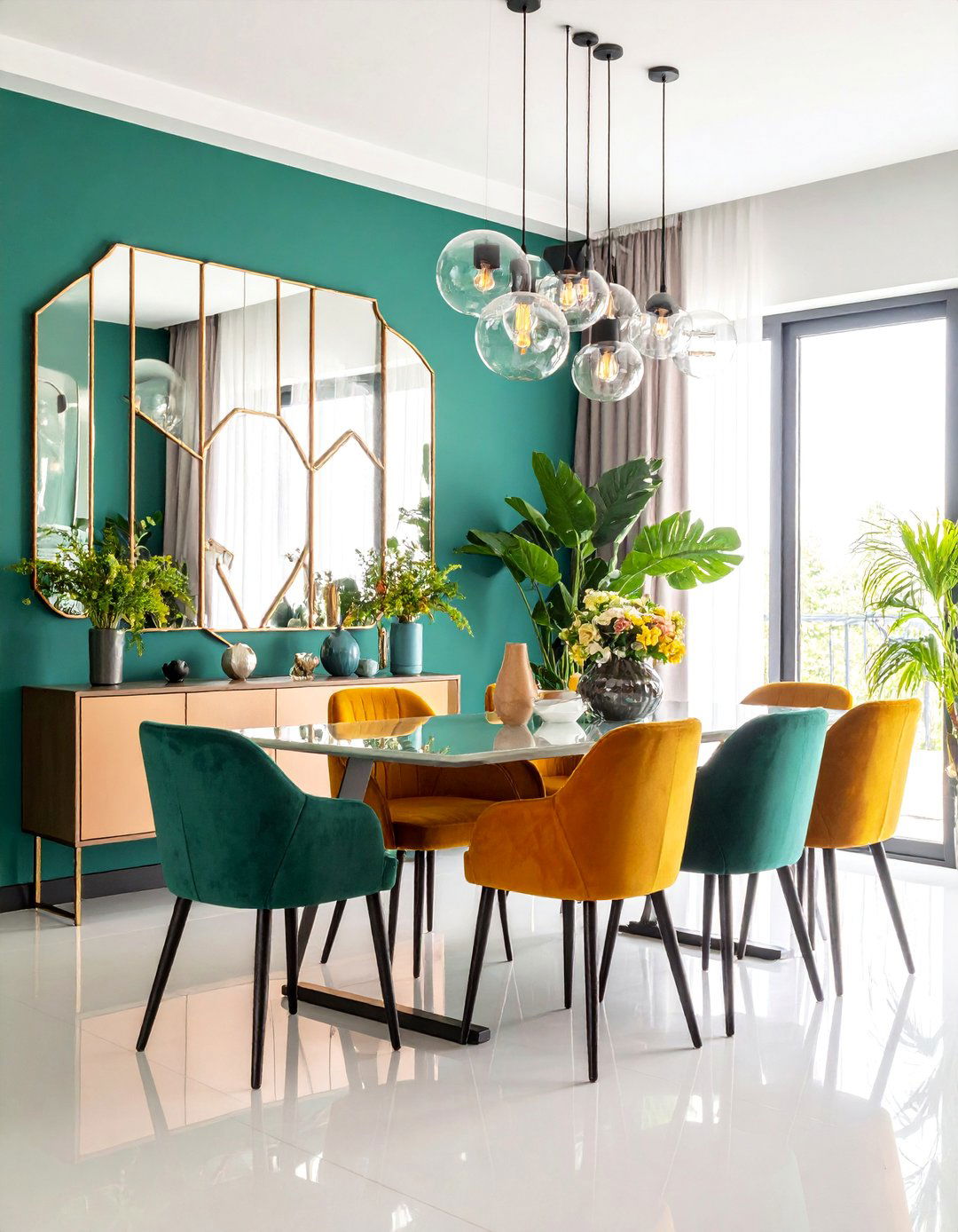 Modern Frameless Mirror Gallery Wall - 25 Dining Room Mirror Ideas