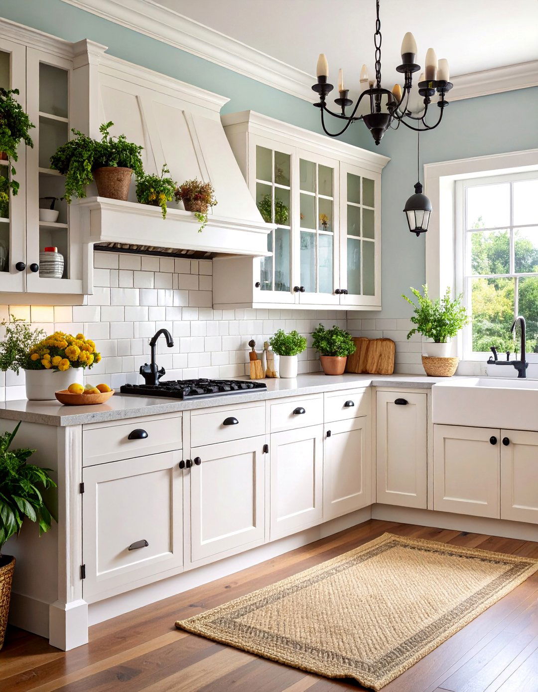 Modern French Country Kitchen with Vintage Style Hardware - 25 White Kitchen Cabinets With Black Hardware