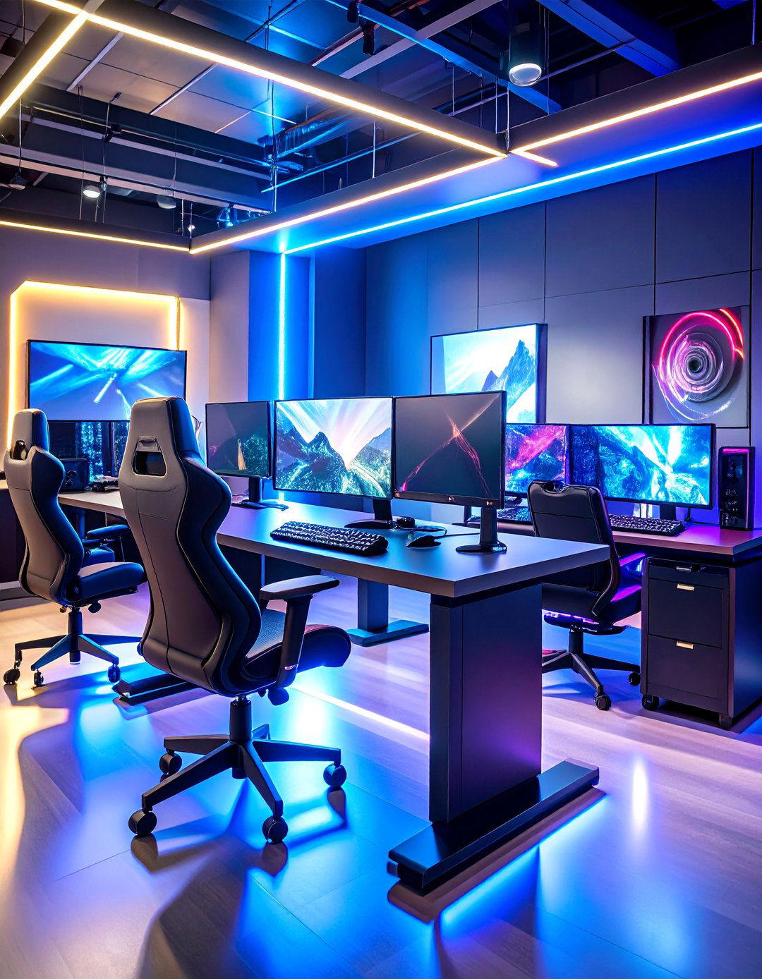 Modern Gaming Command Center - 25 Man Cave Office Ideas