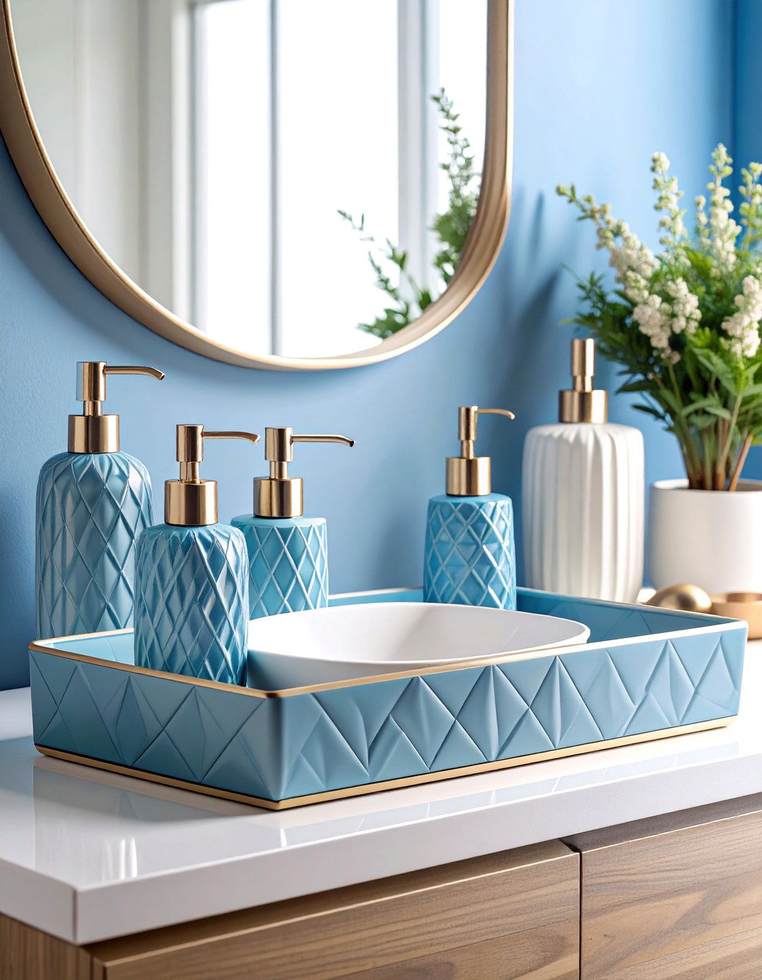 Modern Geometric Ceramic Tray - 25 Bathroom Tray Ideas