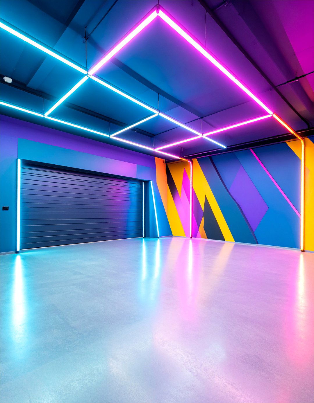 Modern Geometric Color Blocking - 25 Garage Wall Paint Ideas