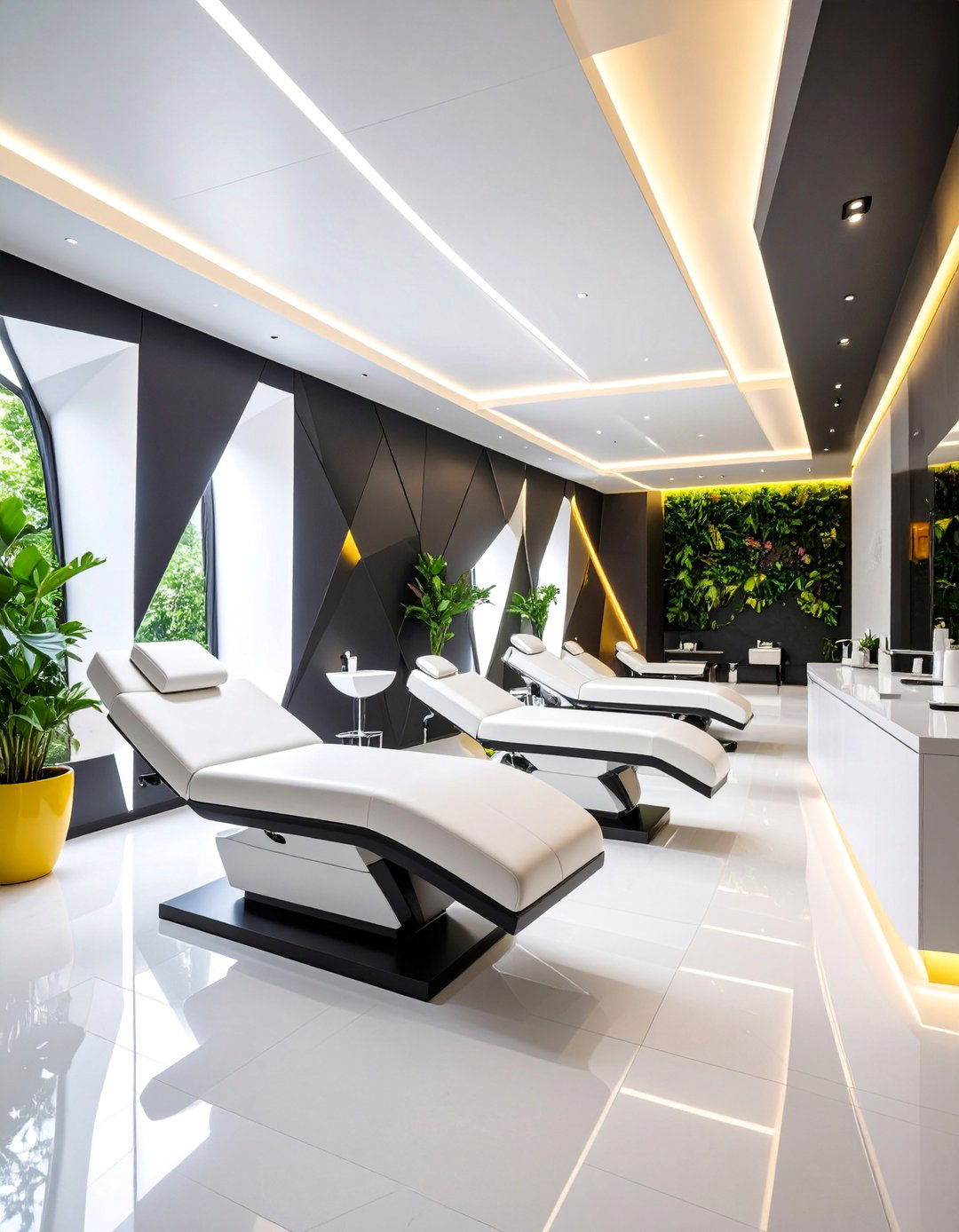 Modern Geometric Esthetician Room with Bold Patterns - 25 Esthetician Room Ideas