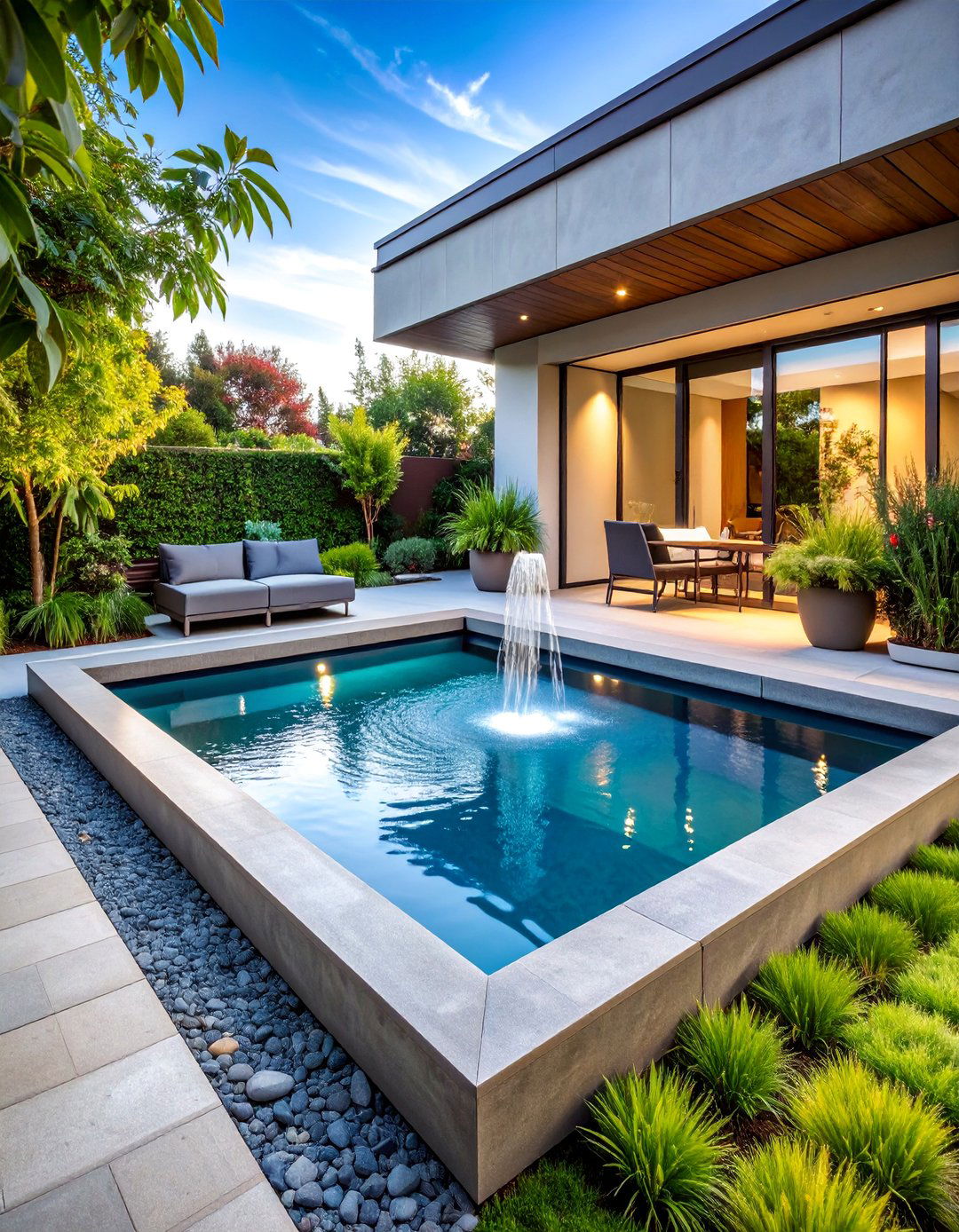 Modern Geometric Fish Pond with Clean Lines - 25 Fish Pond Ideas