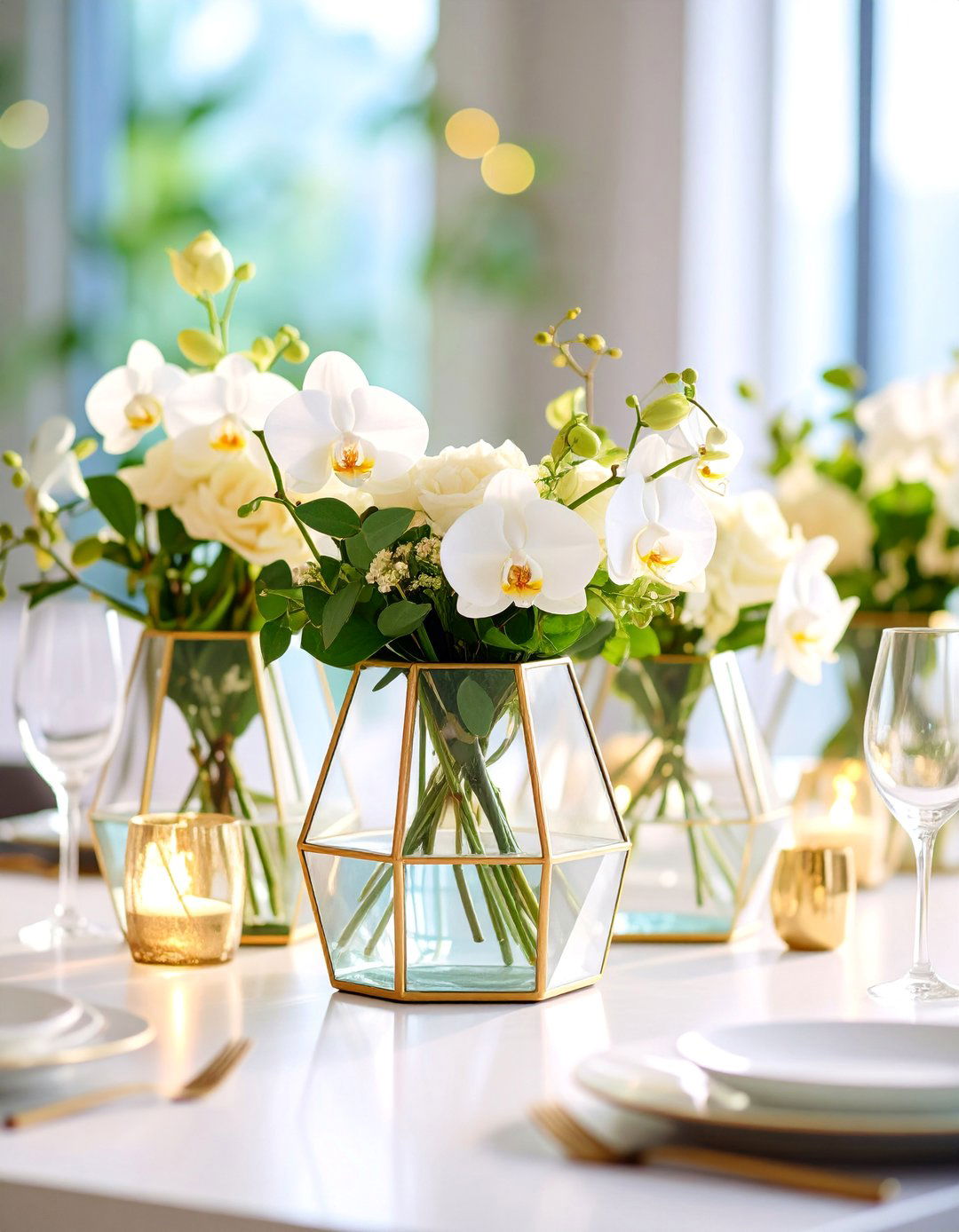 Modern Geometric Glass Centerpiece - 25 Flower Centerpiece Ideas