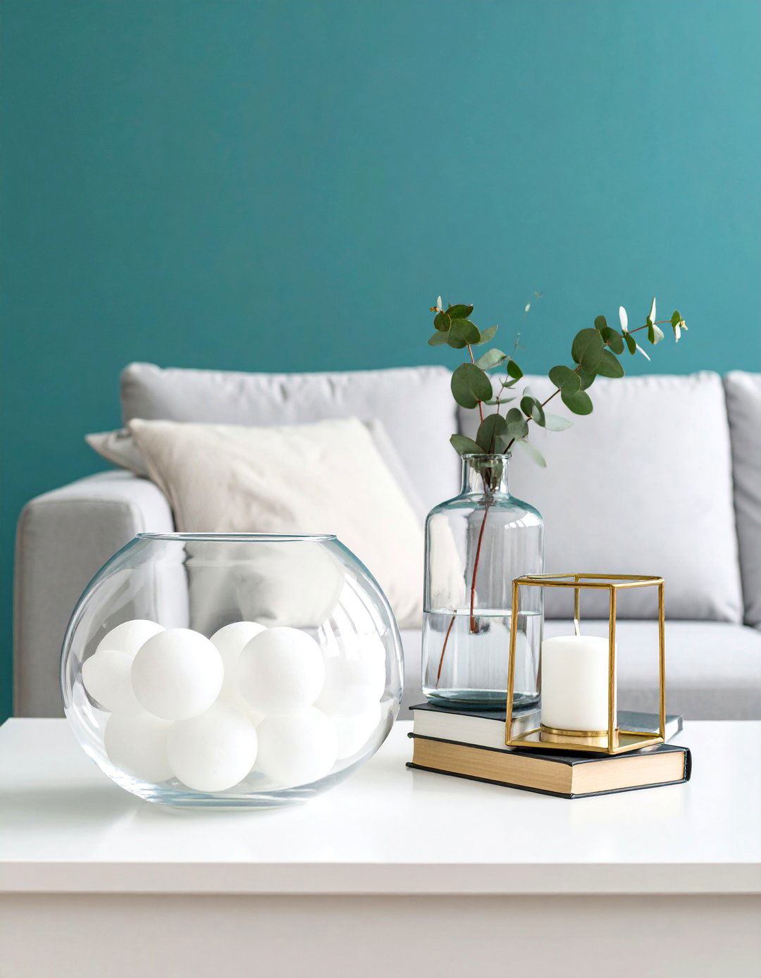 Modern Geometric Glass Display - 25 Coffee Table Centerpiece Ideas