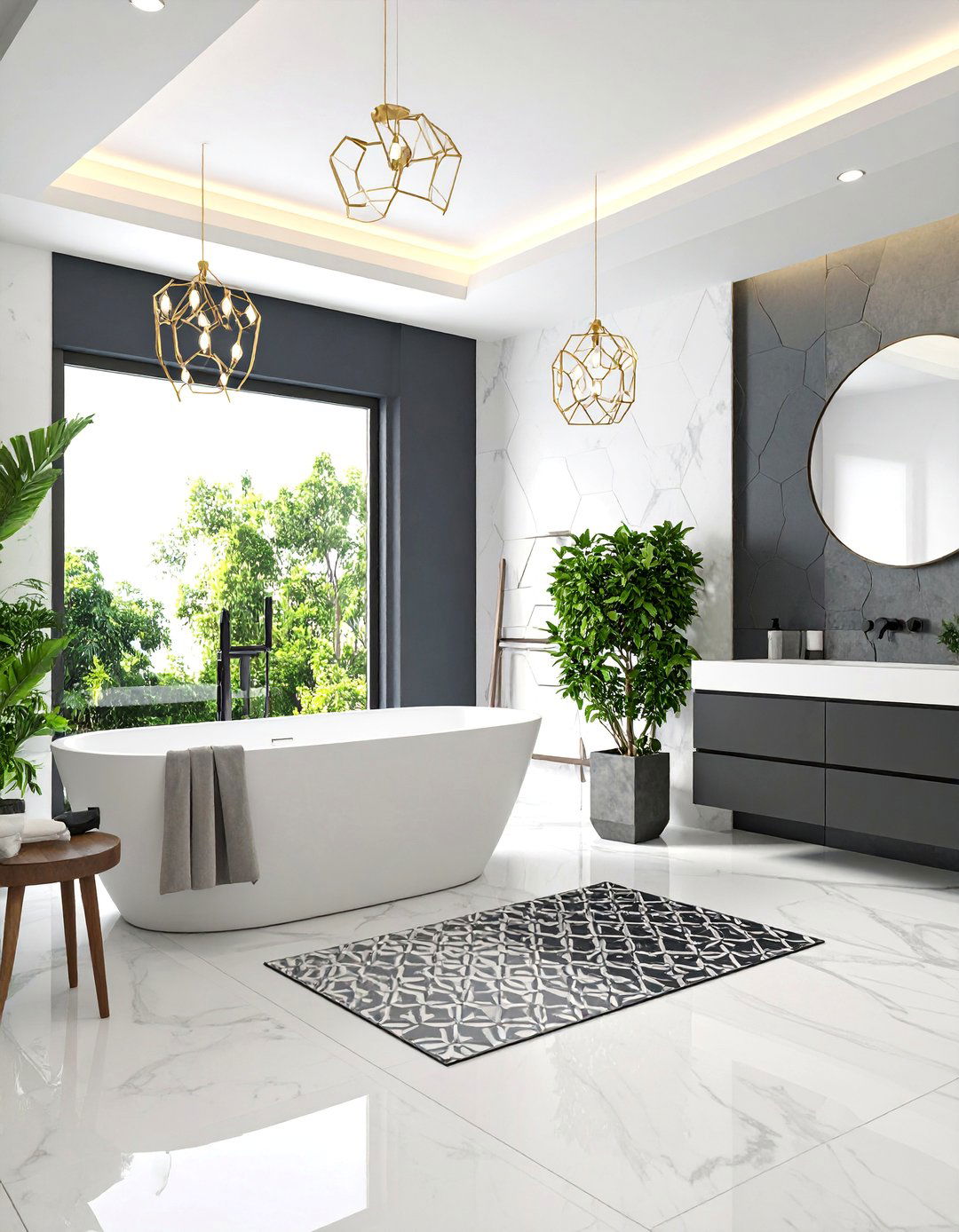 Modern Geometric Hexagon Patterns - 25 Bathroom Mural Ideas
