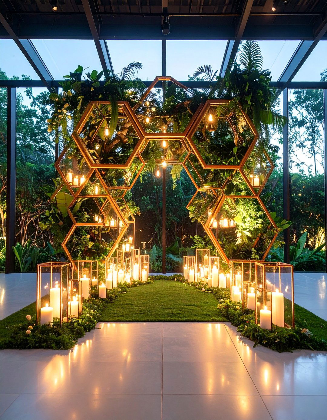 Modern Geometric Hexagon Wedding Backdrop - 25 Wedding Backdrop Ideas