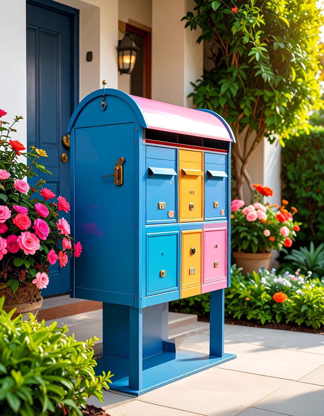 Modern Geometric Mailbox with Abstract Art Elements - 25 Mailbox Decor Ideas