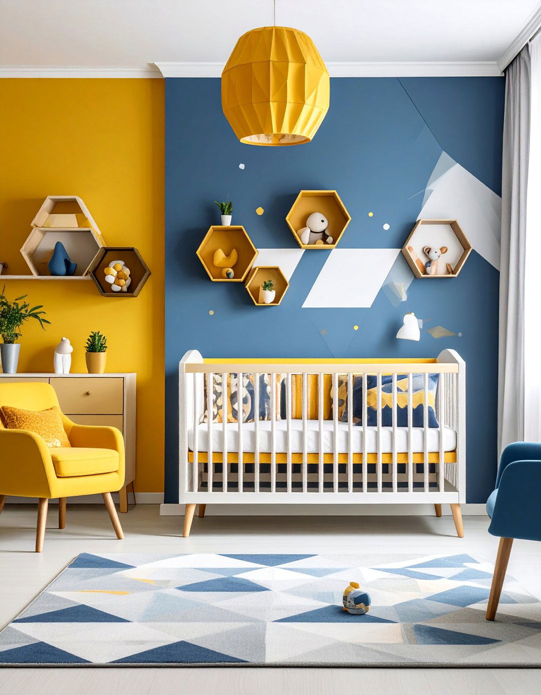 Modern Geometric Nursery with Bold Patterns - 25 Whimsical Nursery Ideas