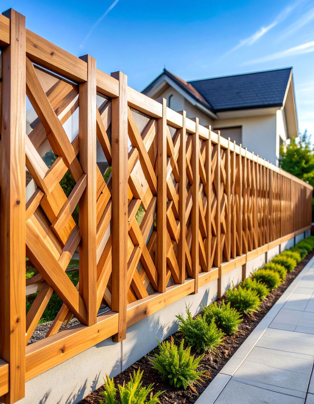 Modern Geometric Pattern Fence - 25 Wood Fence Ideas