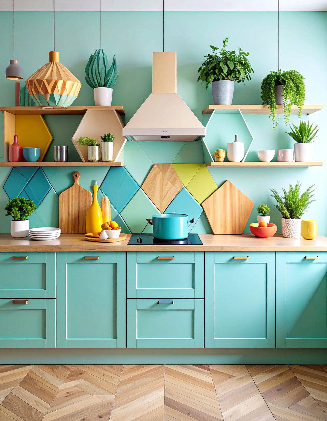 Modern Geometric Pattern Play - 25 Kitchen Counter Decor Ideas