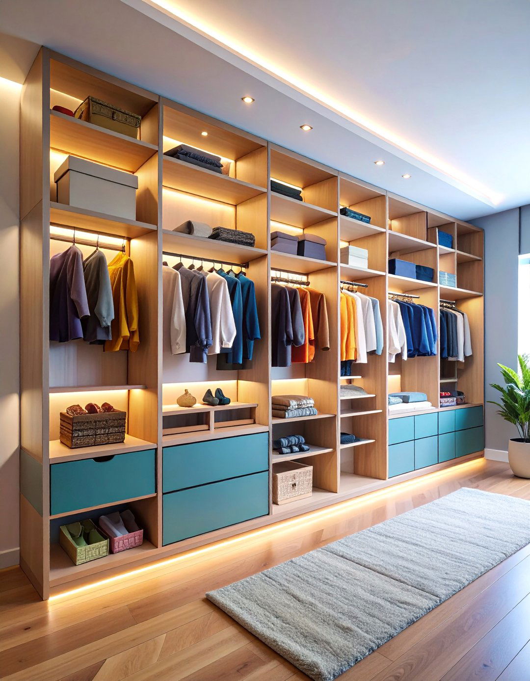 Modern Geometric Sloped Storage Design - 25 Sloped Ceiling Closet Ideas