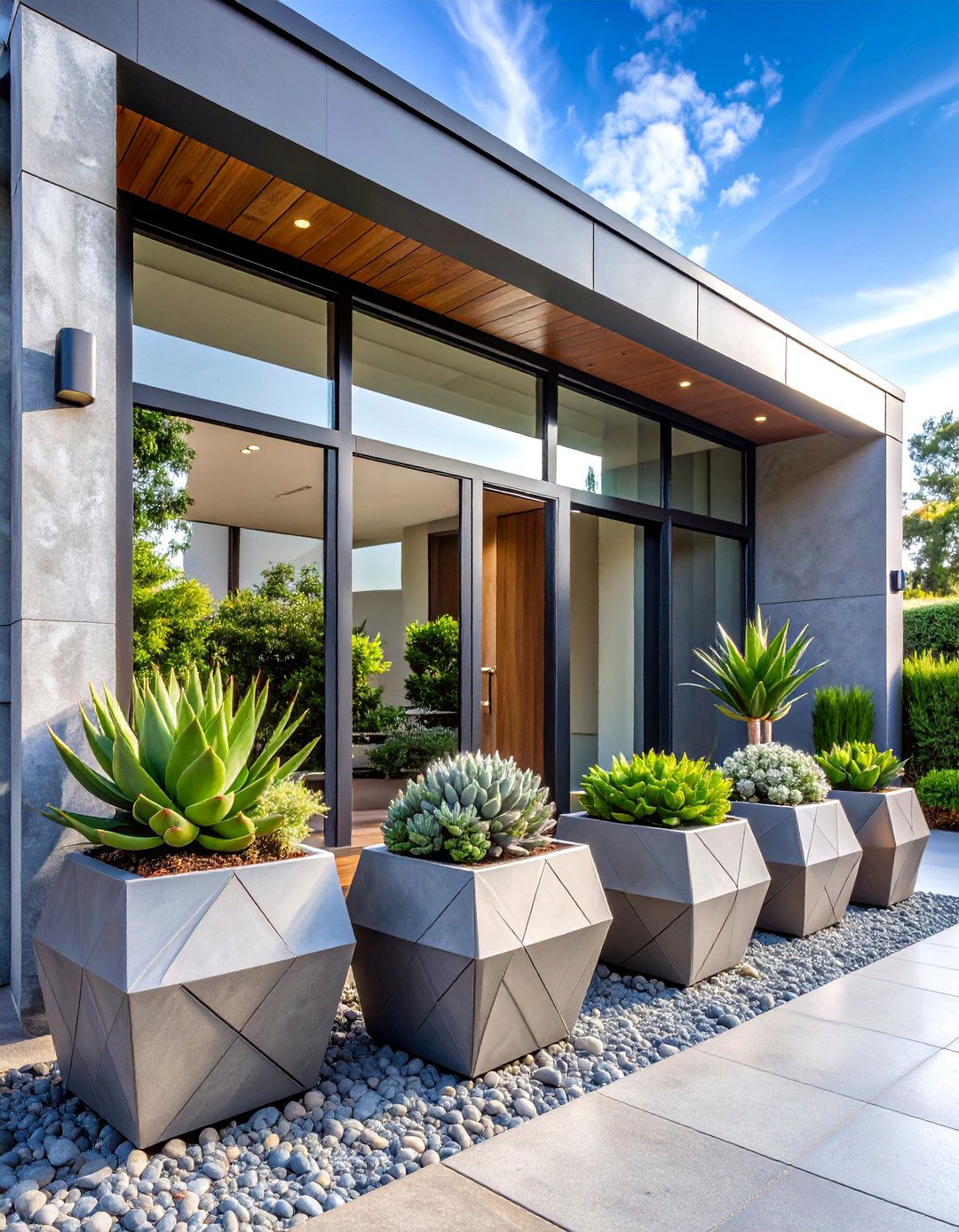 Modern Geometric Succulent Arrangement - 25 Summer Front Door Decor Ideas