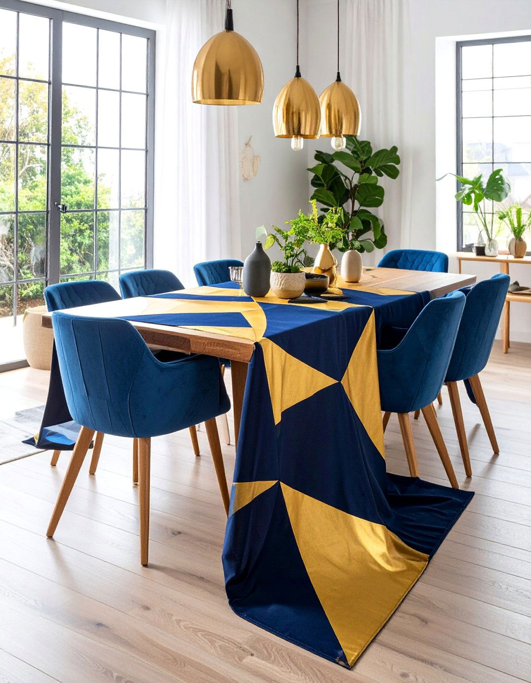 Modern Geometric Table Runner in Bold Colors - 25 Table Runner Ideas