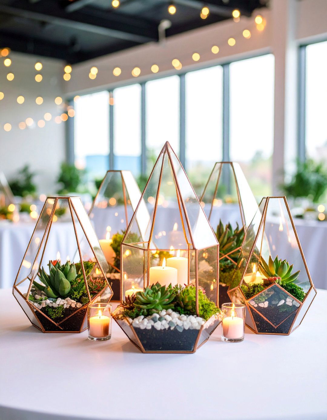 Modern Geometric Terrarium Centerpiece - 25 Wedding Centerpiece Ideas