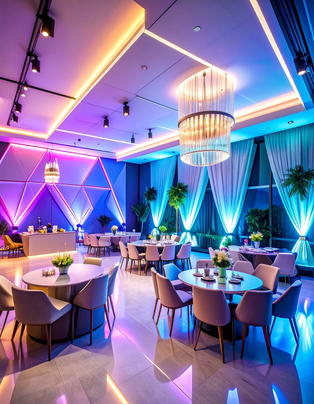 Modern Geometric with Neon Accents and LED Installations - 25 Party Decoration Ideas