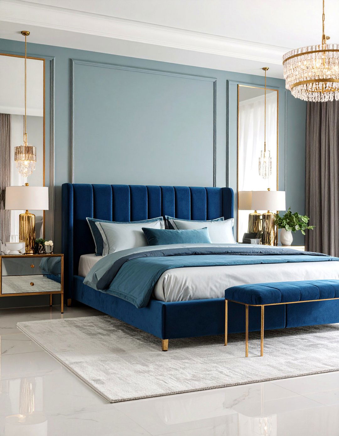 Modern Glam Bedroom with Metallic Accents - 25 Bedroom Ideas for Women