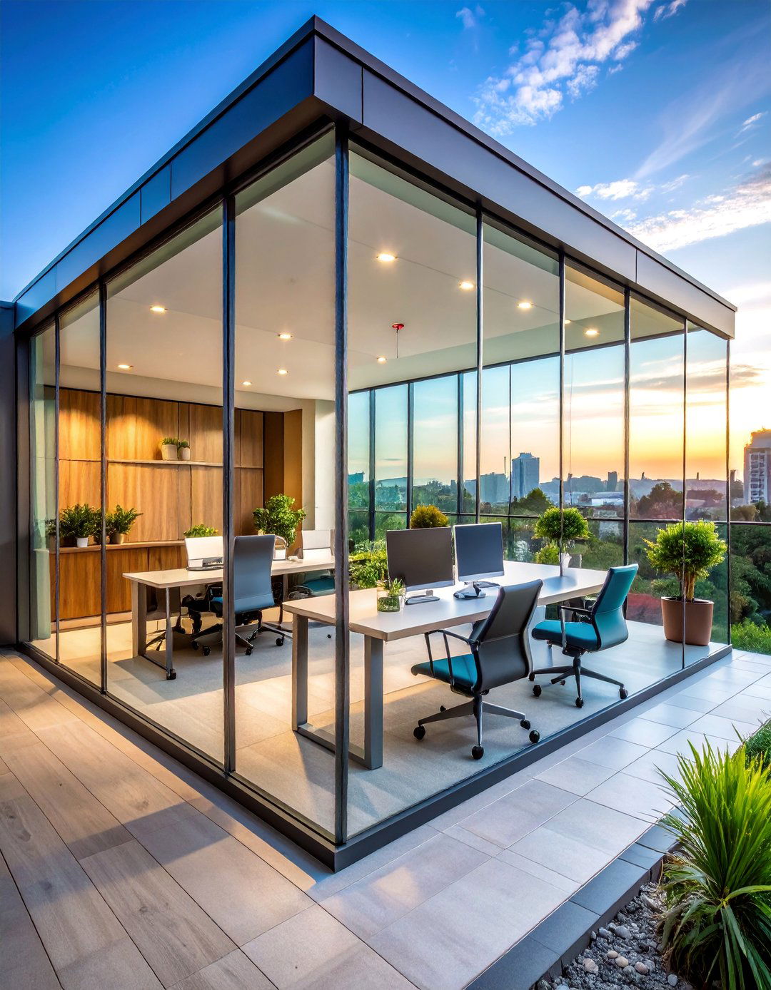 Modern Glass Enclosed Balcony Office - 25 Balcony Office Ideas