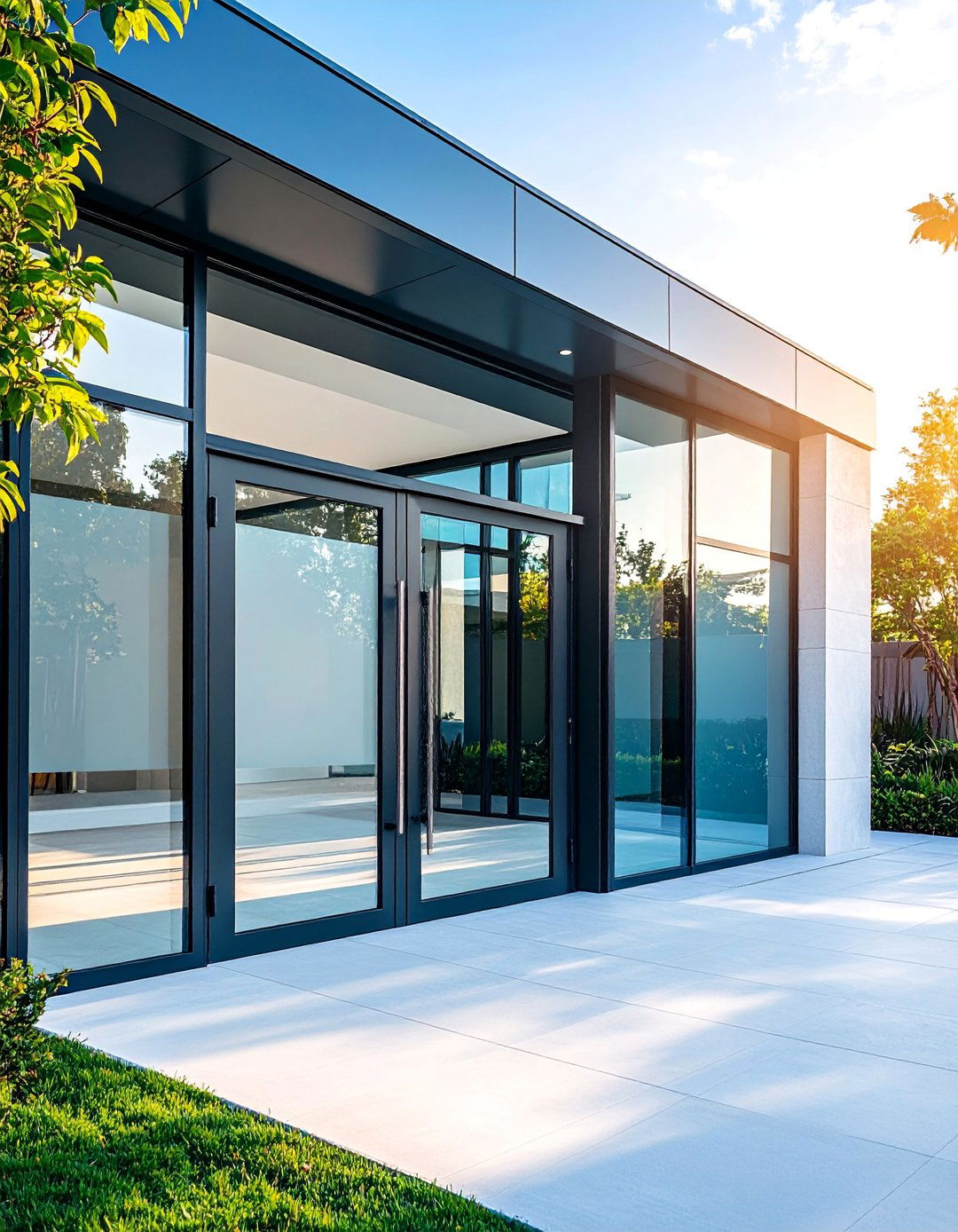 Modern Glass Panel Privacy Gate - 25 Front Door Gate Ideas