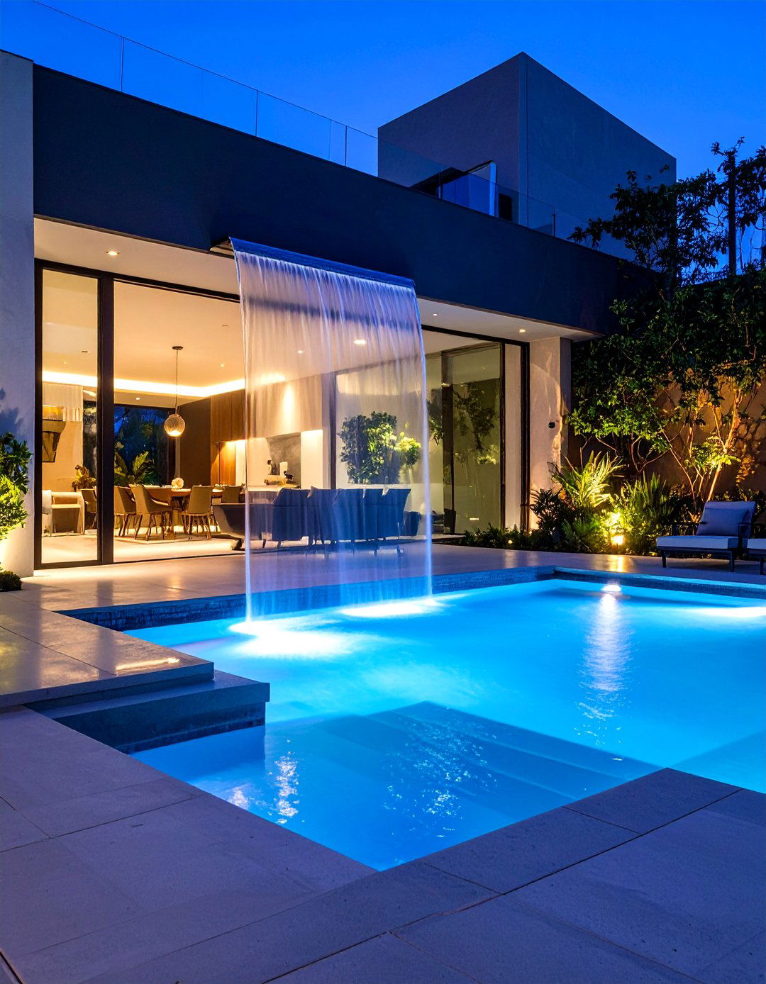 Modern Glass Sheet Waterfall - 25 Backyard Waterfall Ideas