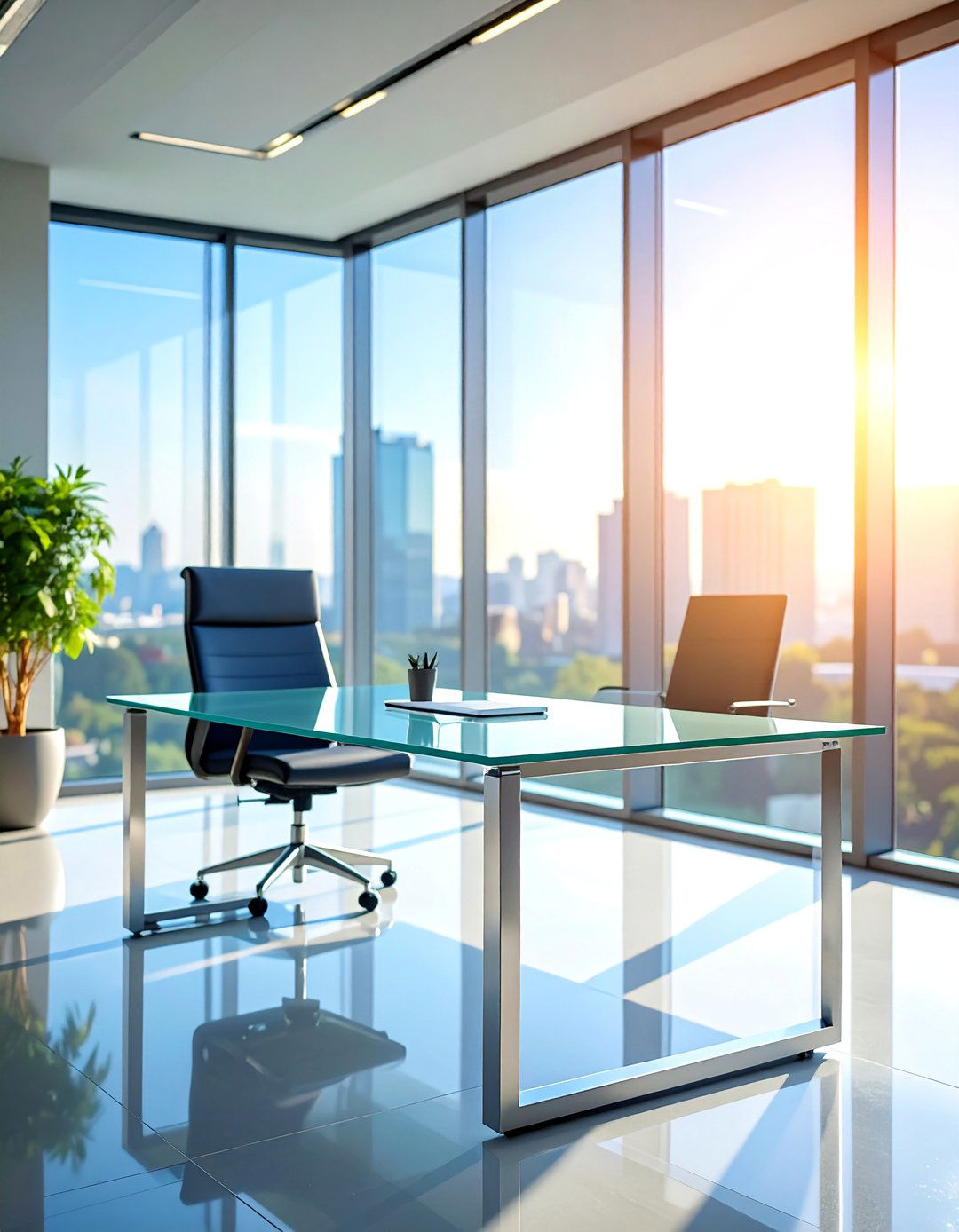 Modern Glass Window Desk Setup - 25 Desk in Front of Window Ideas
