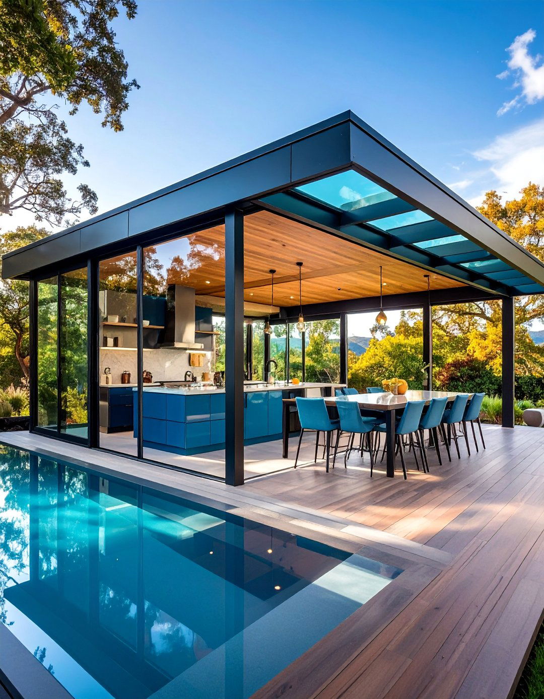 Modern Glass and Steel Kitchen Pavilion - 25 Small Outdoor Kitchen Ideas