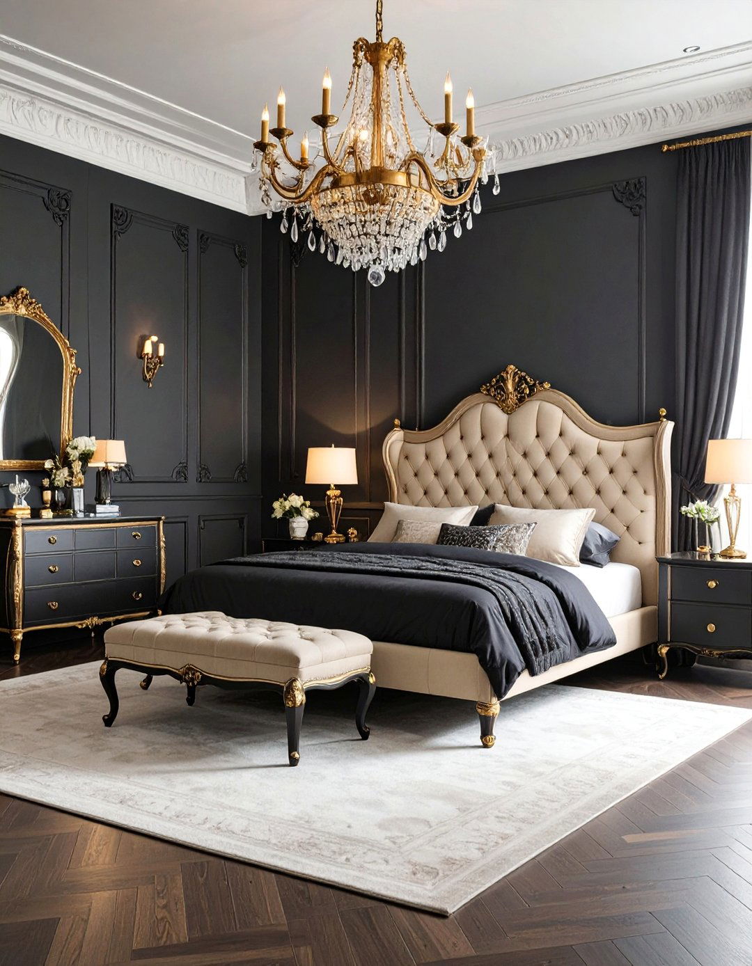 Modern Gothic Cream and Black Bedroom - 25 Cream and Black Bedroom Ideas