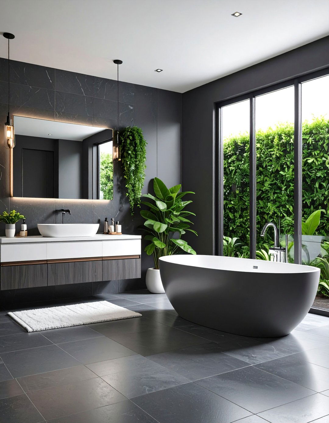 Modern Graphite Bathroom - 25 Monochromatic Color Schemes for Rooms