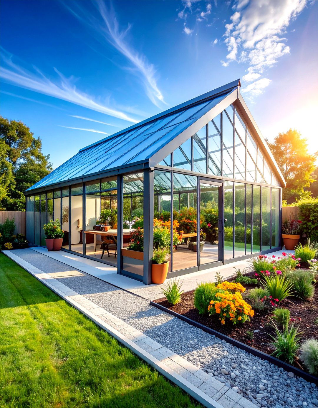Modern Greenhouse with Integrated Workspace - 25 Modern Backyard Ideas