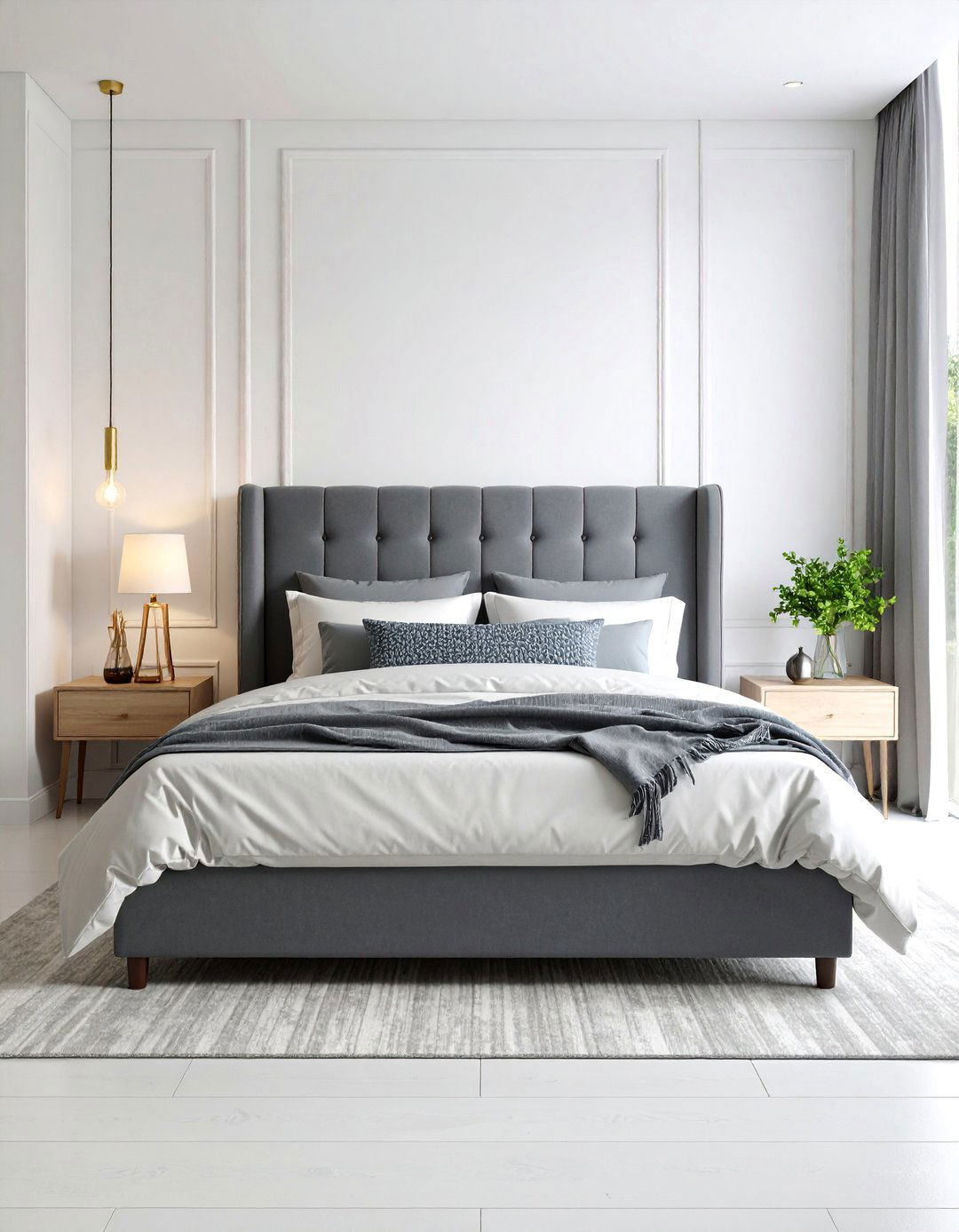 Modern Grey and White Master Bedroom - 25 Grey and White House Interior Design Ideas