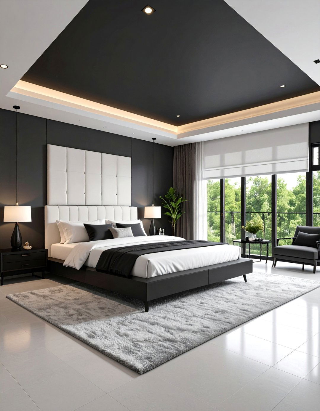Modern Guest Bedroom Sanctuary - 25 Black Ceiling With Grey Walls