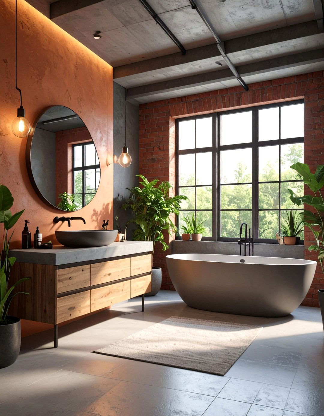 Modern Hall Bathroom with Concrete Countertop Feature - 25 Hall Bathroom Ideas