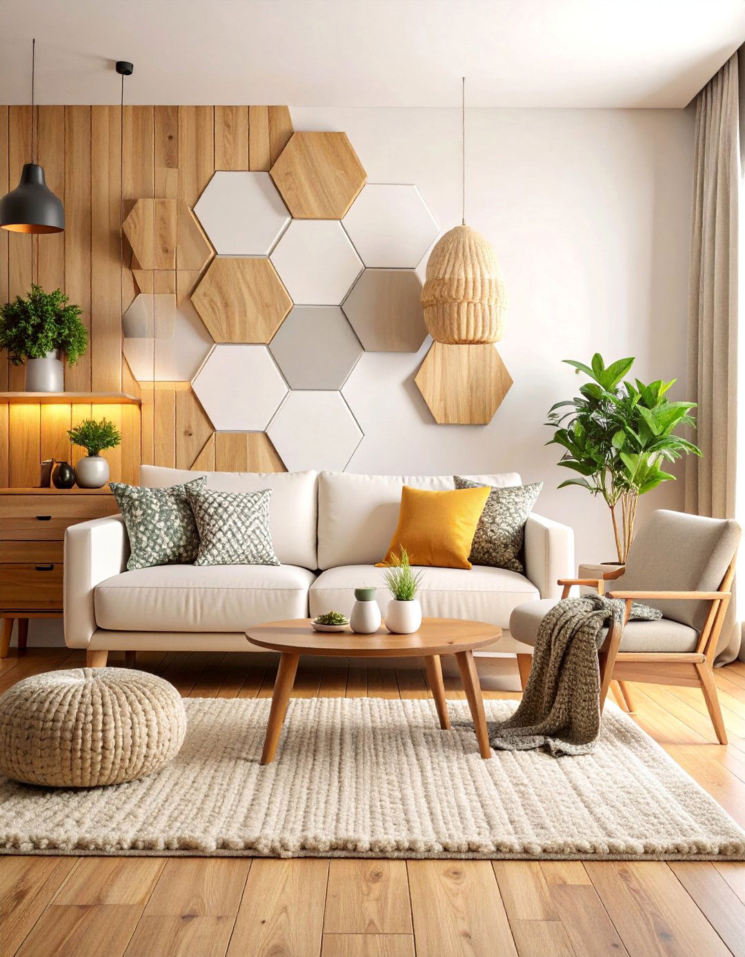 Modern Hexagon Geometric Accent Wall - 25 Geometric Accent Wall Ideas